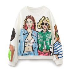 Loose girls' printed hoodie women's clothing