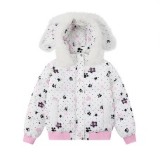 Polka Dot Fleece Rabbit Ear Hoodie Coat Thickened Hooded Warm Short Cotton Jacket