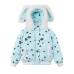 Polka Dot Fleece Rabbit Ear Hoodie Coat Thickened Hooded Warm Short Cotton Jacket