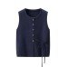 Single breasted lace up knitted vest