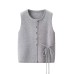 Single breasted lace up knitted vest
