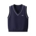 College style V-neck color blocked sleeveless vest College style V-neck color blocked sleeveless vest