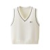 College style V-neck color blocked sleeveless vest College style V-neck color blocked sleeveless vest