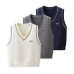 College style V-neck color blocked sleeveless vest College style V-neck color blocked sleeveless vest