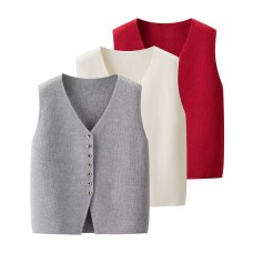 Street breasted sleeveless knitted vest