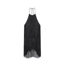 Custom MadeStyle Women's Fashion Velvet Fringe Halter Neck Top