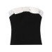 Bow embellished patchwork strapless top