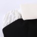 Bow embellished patchwork strapless top