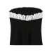 Bow embellished patchwork strapless top