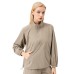 Stand up collar half zipper long sleeved loose top