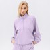 Stand up collar half zipper long sleeved loose top