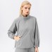 Stand up collar half zipper long sleeved loose top