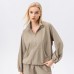 Stand up collar half zipper long sleeved loose top