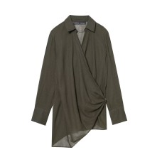 Double breasted asymmetrical drape top