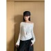 Irregular Lace Spliced Long Sleeve Top for Women