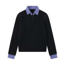 Half buttoned pullover knitted sweater