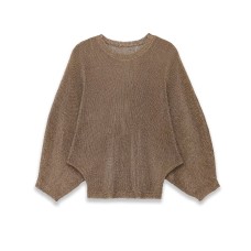 Fashionable Metallic Knitwear for Women – Long Sleeve Round Neck Solid Color Top Fashionable Metallic Knitwear for Women – Long Sleeve Round Neck Solid Color Top