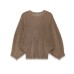 Fashionable Metallic Knitwear for Women &ndash; Long Sleeve Round Neck Solid Color Top
