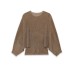 Fashionable Metallic Knitwear for Women &ndash; Long Sleeve Round Neck Solid Color Top