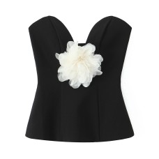 Spicy girl contrasting flower strapless top