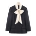 Commuter style contrasting scarf suit jacket Commuter style contrasting scarf suit jacket