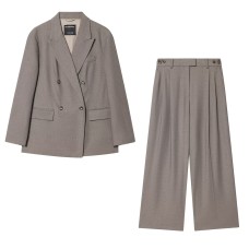 Double-Breasted Casual Women's Suit Pants