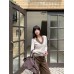 Two-Piece Deep V-Neck Knit Sweater for Women, Patchwork Halter Long Sleeve Sweater