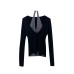 Two-Piece Deep V-Neck Knit Sweater for Women, Patchwork Halter Long Sleeve Sweater