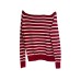 Striped Asymmetrical Shoulder Long Sleeve Top for Women