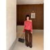 Striped Asymmetrical Shoulder Long Sleeve Top for Women