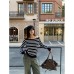 Striped Asymmetrical Shoulder Long Sleeve Top for Women