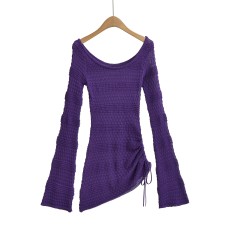 Trumpet sleeve waist cinching top