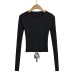 Round neck single breasted long sleeved short strap top