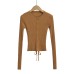 Round neck single breasted long sleeved short strap top
