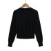 Round neck single breasted long sleeved elastic waistband top for women