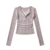 Lace lace V-neck long sleeved top