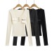 Round neck pocket slim fit long sleeved top