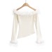 One shoulder slanted hem long sleeved top