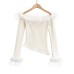One shoulder slanted hem long sleeved top