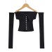 One shoulder buckle strapless slimming top