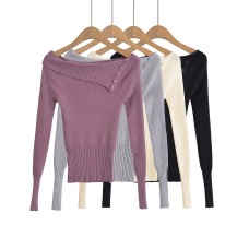 One shoulder long sleeved elastic top One shoulder long sleeved elastic top
