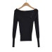 One shoulder long sleeved elastic top