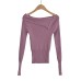 One shoulder long sleeved elastic top