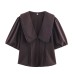 French Bubble Sleeve Round Collar Top