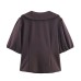French Bubble Sleeve Round Collar Top