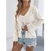 Solid color hollow lace up trumpet sleeve top