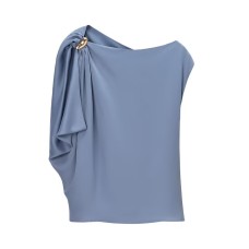 Hepburn style silk satin asymmetrical top