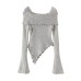 Slim fit flower shoulder long sleeved top