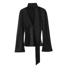 Silk Satin Scarf Shirt Women's Clothing Silk Satin Scarf Shirt Women's Clothing