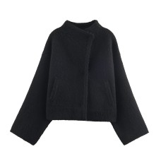 Double breasted knitted pilot jacket